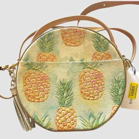 Brahmin Lane Multi Pompano Leather Pineapple Print Crossbody Bag NWT - Picture 3 of 7
